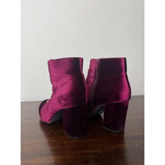 JustFab High Heel Boots, Magenta, Velvet Size US 8.5 - Picture 8 of 13